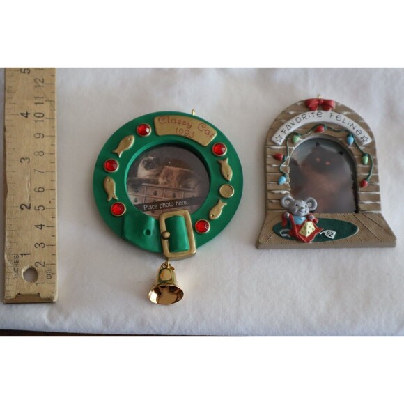 Lot Of 5 Hallmark Cat Kitty Feline Ornaments Picture Frame Sail Boat Basket - Picture 13 of 15